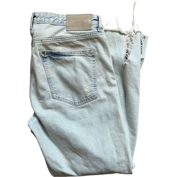Womens H&M &DenimLight Wash Low Waist Distressed Boyfriend Jeans - Sz 31 - Picture 4 of 4